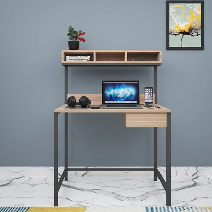 Study Table, Wood Study Table, Study Table with Drawer, Study Table with Dark Grey MS Leg, Study Table with Open Shelf, Study Table - IM - 12029