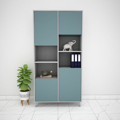 Office Cabinet, Grey & Blue Color Office Cabinet, Office Cabinet with open shelf, Office Cabinet with Shutter, Office Cabinet - EL- 10022