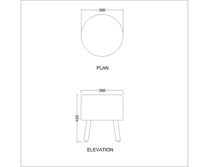 Seating Stool, Red and Wood Seating Stool, Seating Stool for Living & Bedroom Area, Seating Stool-EL- 15000