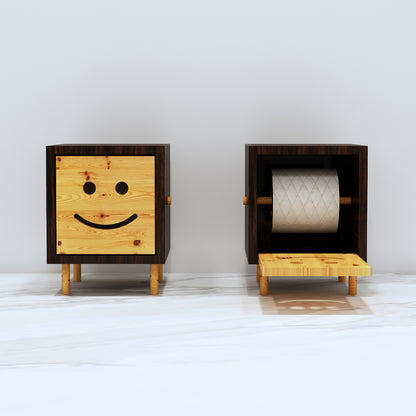 Toilet Accessory with opening lid in wood finish for toilet paper, Toilet paper roll  storage, Toilet paper box, utility box for pulling Toilet paper roll ,Toilet accessory unit-IM368