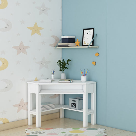 Kids Study Table,  White Color Study Table, Study Table with Open Shelf, Study Table - VT - 12019