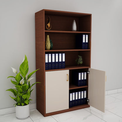 Office Cabinet, Wood & Beige Color  Office Cabinet, Office Cabinet with open shelf, Office Cabinet with Shutter, Office Cabinet - EL- 10020