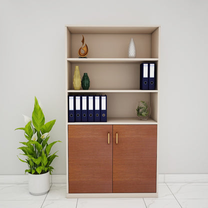 Office Cabinet, Beige Color & Wood Office Cabinet, Office Cabinet with open shelf, Office Cabinet with Shutter, Office Cabinet - EL- 10021