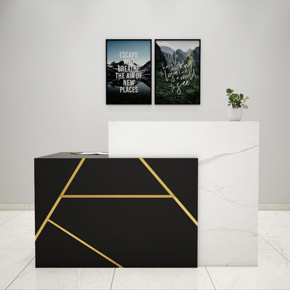 Contemporary Reception Desk with Built-in Drawer and Cabinet Storage VT - 12070