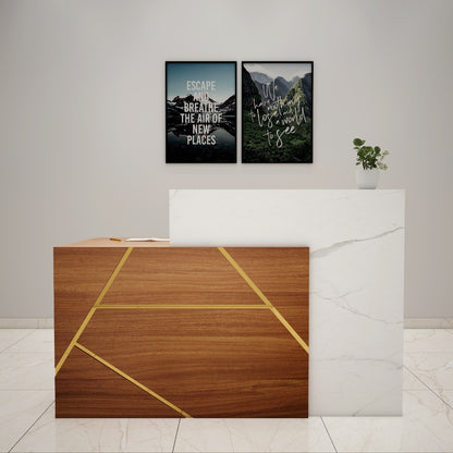 Minimalist Reception Desk with Integrated Storage and Privacy Panel VT - 12071