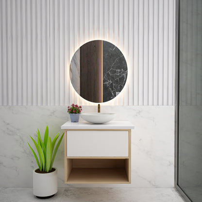 Minimalist Floating Vanity with Storage Drawer and Open Display Shelf 2081