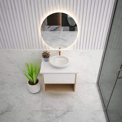 Minimalist Floating Vanity with Storage Drawer and Open Display Shelf 2081