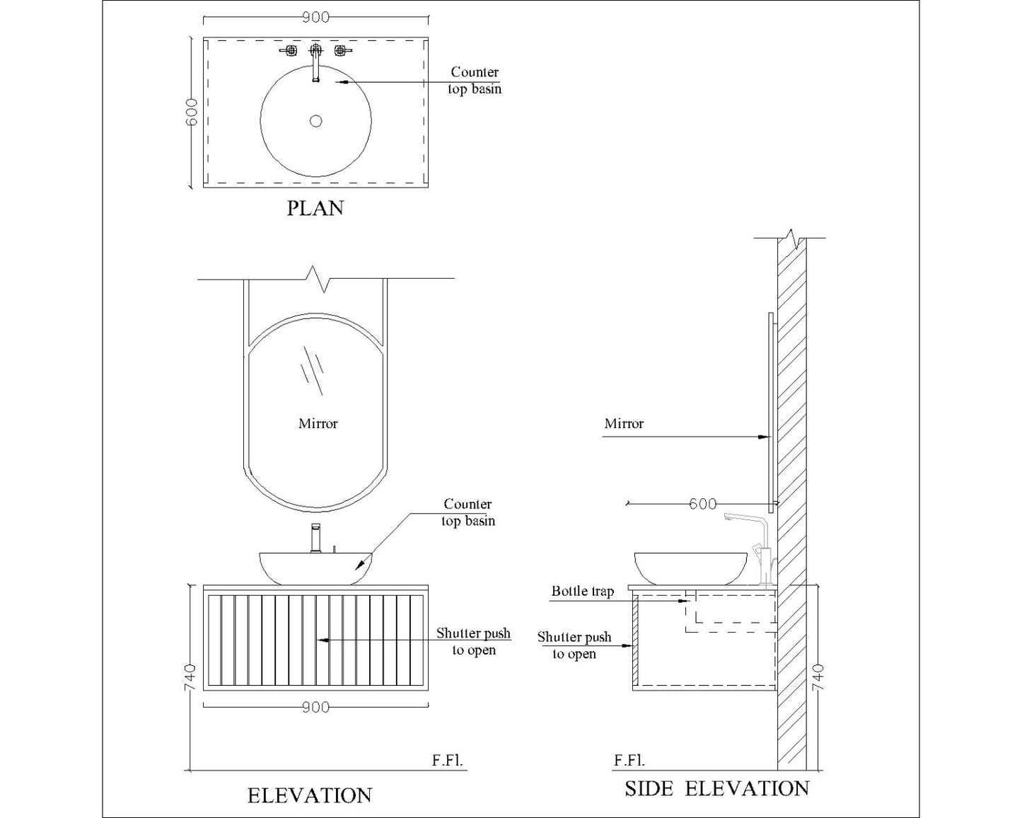 "Vanity, White & Beige Vanity, Wooden Vanity, Vanity with Shutter, Vanity for Bathroom,   Wall Mounted Vanity, Vanity  -IM128 "