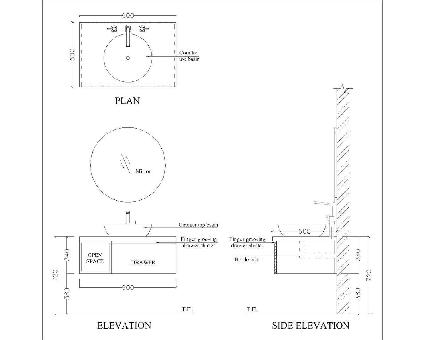 "Vanity, White, Blue & Grey Vanity, Wooden Vanity, Vanity with Drawer, Vanity for Bathroom,   Wall Mounted Vanity, Vanity - IM111 "