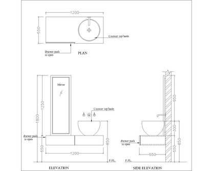 Vanity/Water Resistant Vanity in PVC laminate finish,Bathroom Vanity in water resistant finish,bathroom wall hanging unit with PVC  finish-EL204