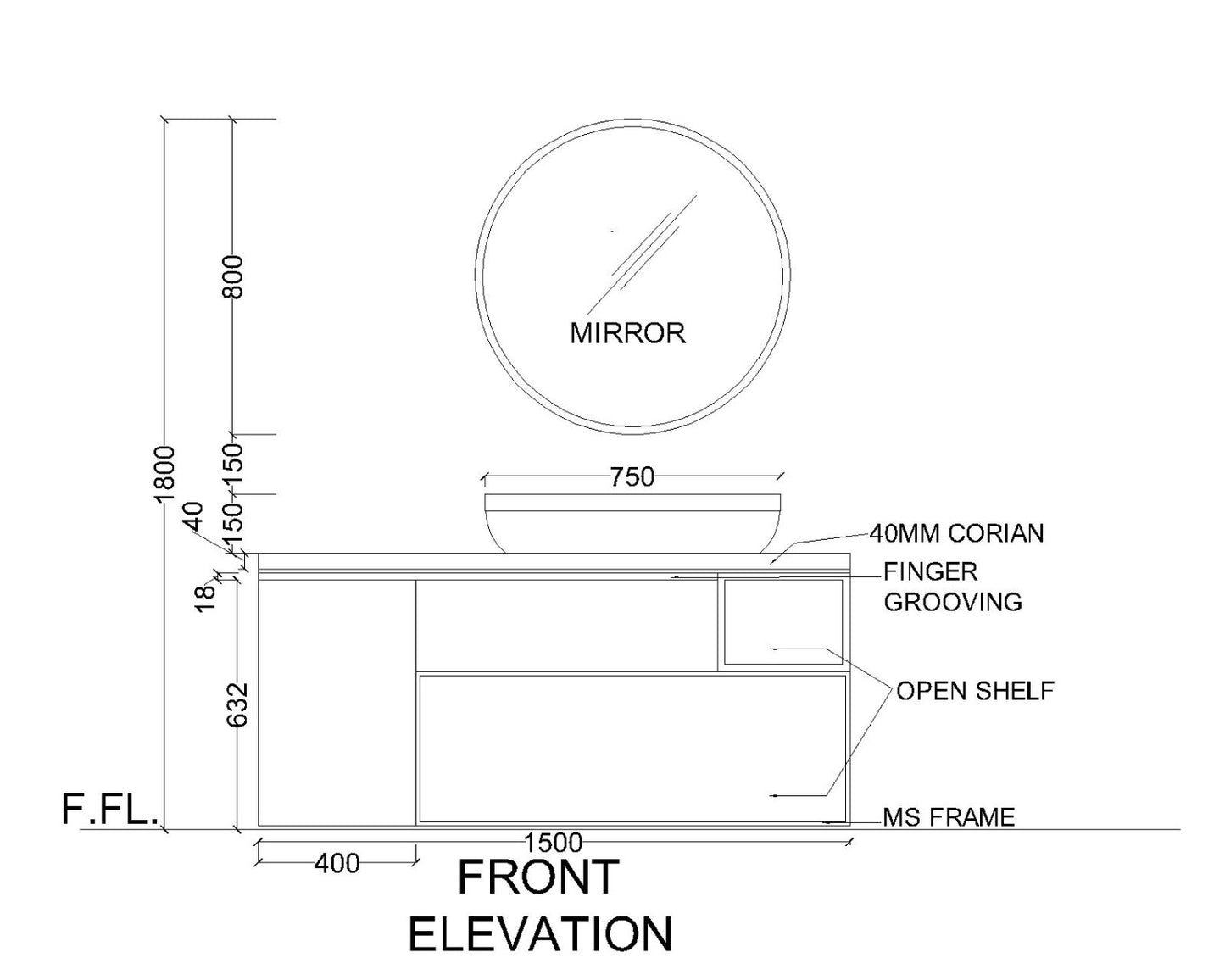 Vanity, Brown & White Vanity, Wooden Vanity, Vanity with Drawer & Shutter, Vanity for Bathroom,   Wall Mounted Vanity, Vanity - IM141