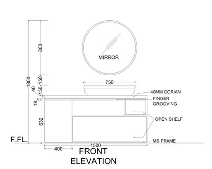 Vanity, Brown & White Vanity, Wooden Vanity, Vanity with Drawer & Shutter, Vanity for Bathroom,   Wall Mounted Vanity, Vanity - IM141