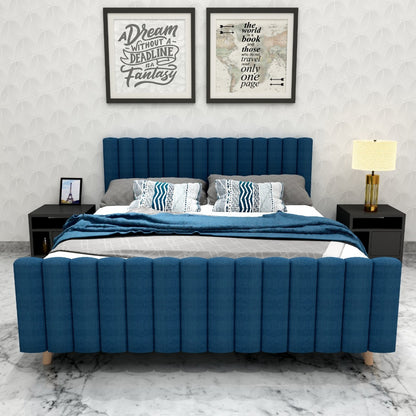 KIng size bed, elegant look bed, Headboard & footboard with cushioning and bed box with storage, Bed-EL-4003