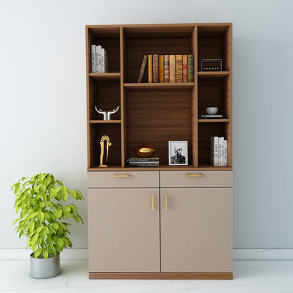 Office Cabinet, Wood & Beige Color Office Cabinet, Office Cabinet with open shelf, Office Cabinet with Shutter, Office Cabinet with Drawer, Office Cabinet - VT- 10019