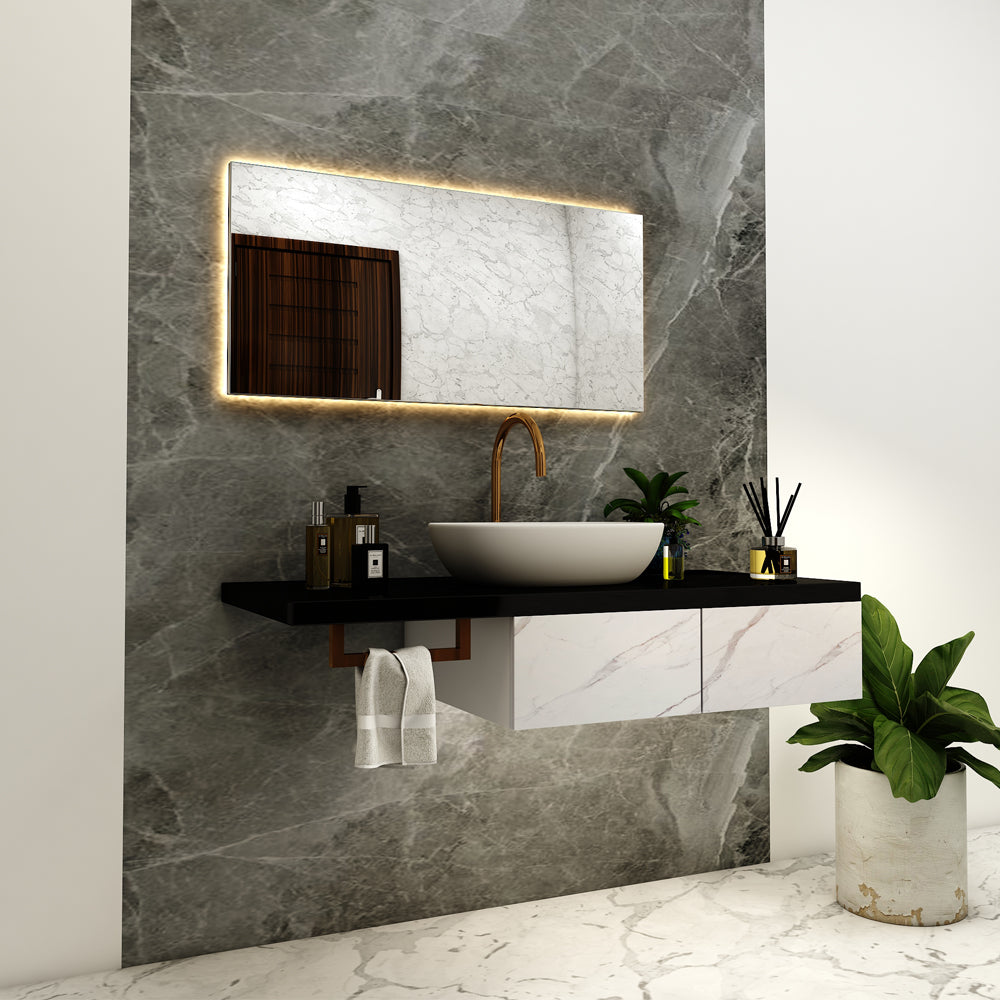 Vanity/Water Resistant Vanity in PVC laminate finish,Bathroom Vanity in water resistant finish,bathroom wall hanging unit with PVC  finish-IM147