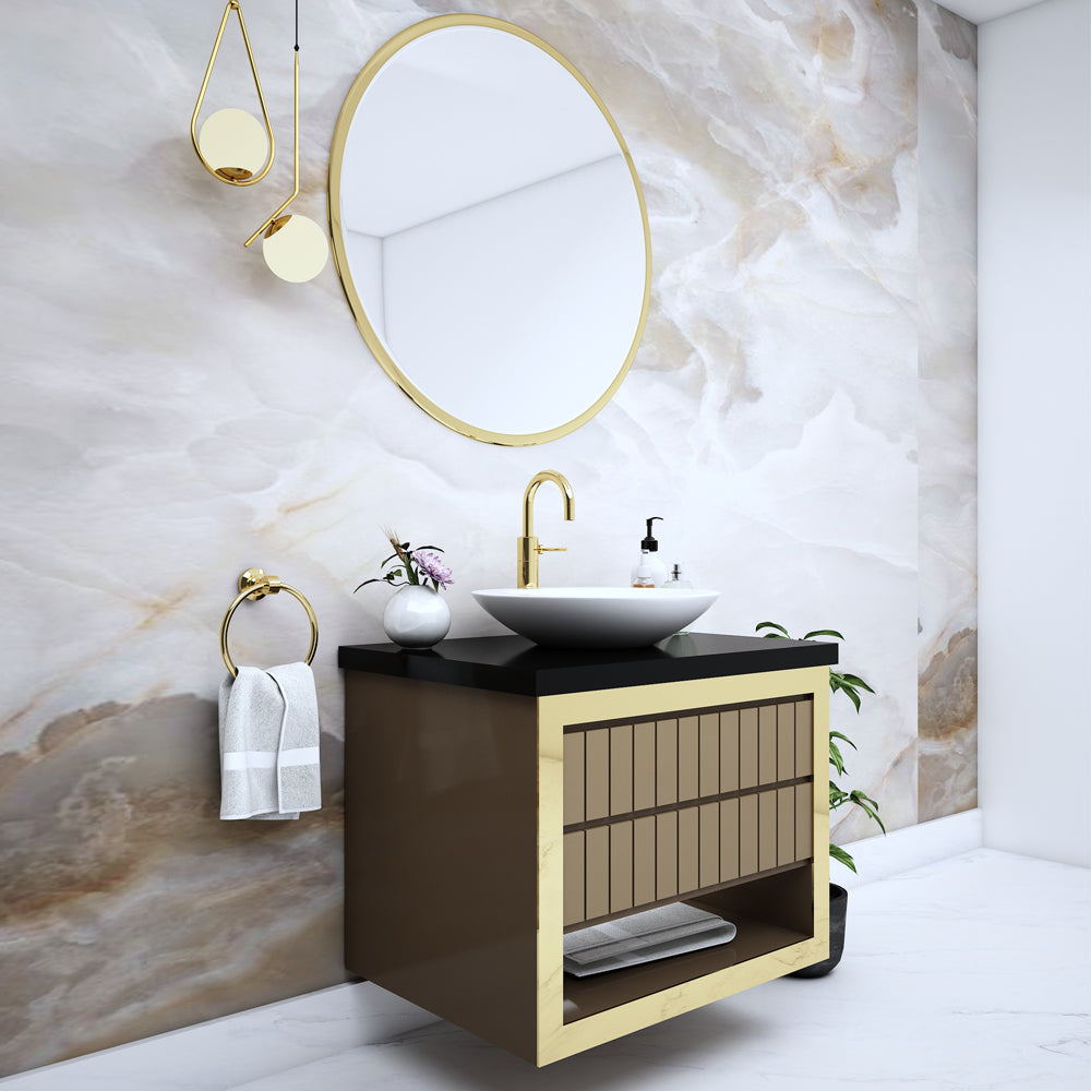 Vanity/Water Resistant Vanity in PU glossy finish waterproof paint finish,Bathroom Vanity in water resistant finish,bathroom wall hanging unit with PU glossy finish waterproof paint  finish-EL201