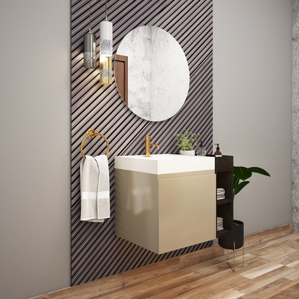 Vanity/Water Resistant Vanity in PVC laminate finish,Bathroom Vanity in water resistant finish,bathroom wall hanging unit with PVC  finish-IM106