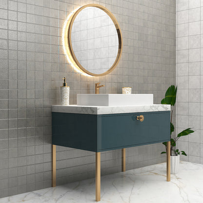 Vanity, Gold, Green & White Vanity, Wooden Vanity, Vanity with Drawer, Vanity for Bathroom,  Floor Resist Vanity, Vanity - EL210