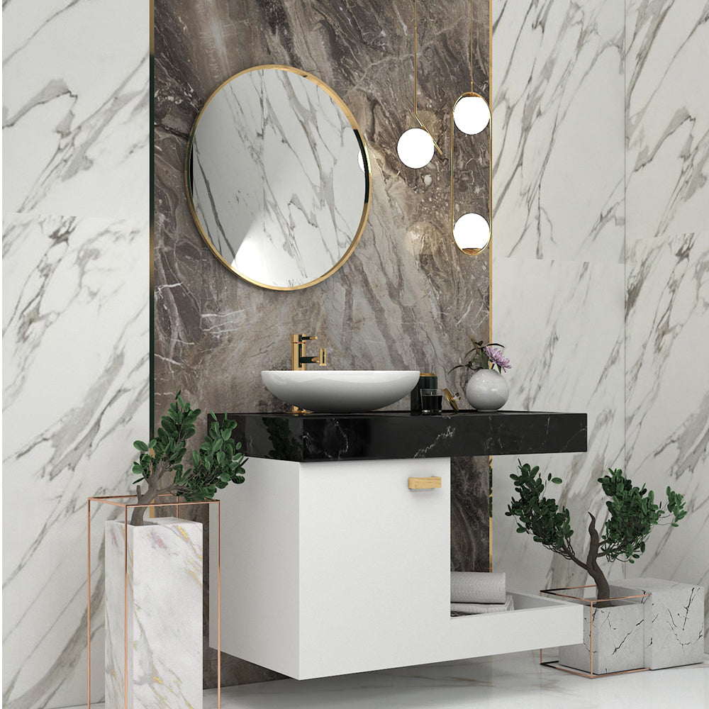 Vanity/Water Resistant Vanity in PVC laminate finish,Bathroom Vanity in water resistant finish,bathroom wall hanging unit with PVC  finish-IM105