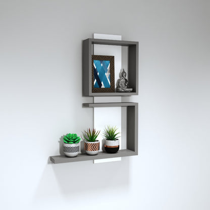 Wall shelves open from front in wood with solid colour finish, utility shelf for Books/accessories stand,Wall Hanging Open Storage unit,Wall shelf units-IM392