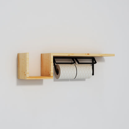 Wall hanging unit with open top and open plank shelf in wood in solid colour finish, toilet paper holder for toilet,toilet accessory unit-VI548