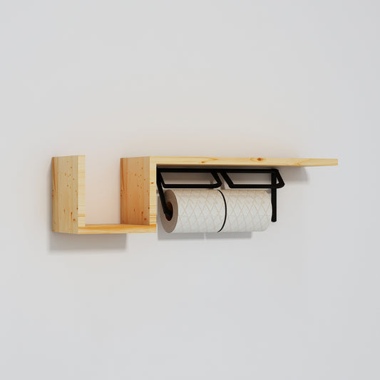 Wall hanging unit with open top and open plank shelf in wood in solid colour finish, toilet paper holder for toilet,toilet accessory unit-VI548