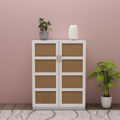 Storage Cabinate, White Color Storage Cabinate, Storage Cabinate with Wooden Shelf, Storage Cabinate with Shutter, Storage Cabinate Handle with Golden Finish, Storage Cabinate - IM- 11000