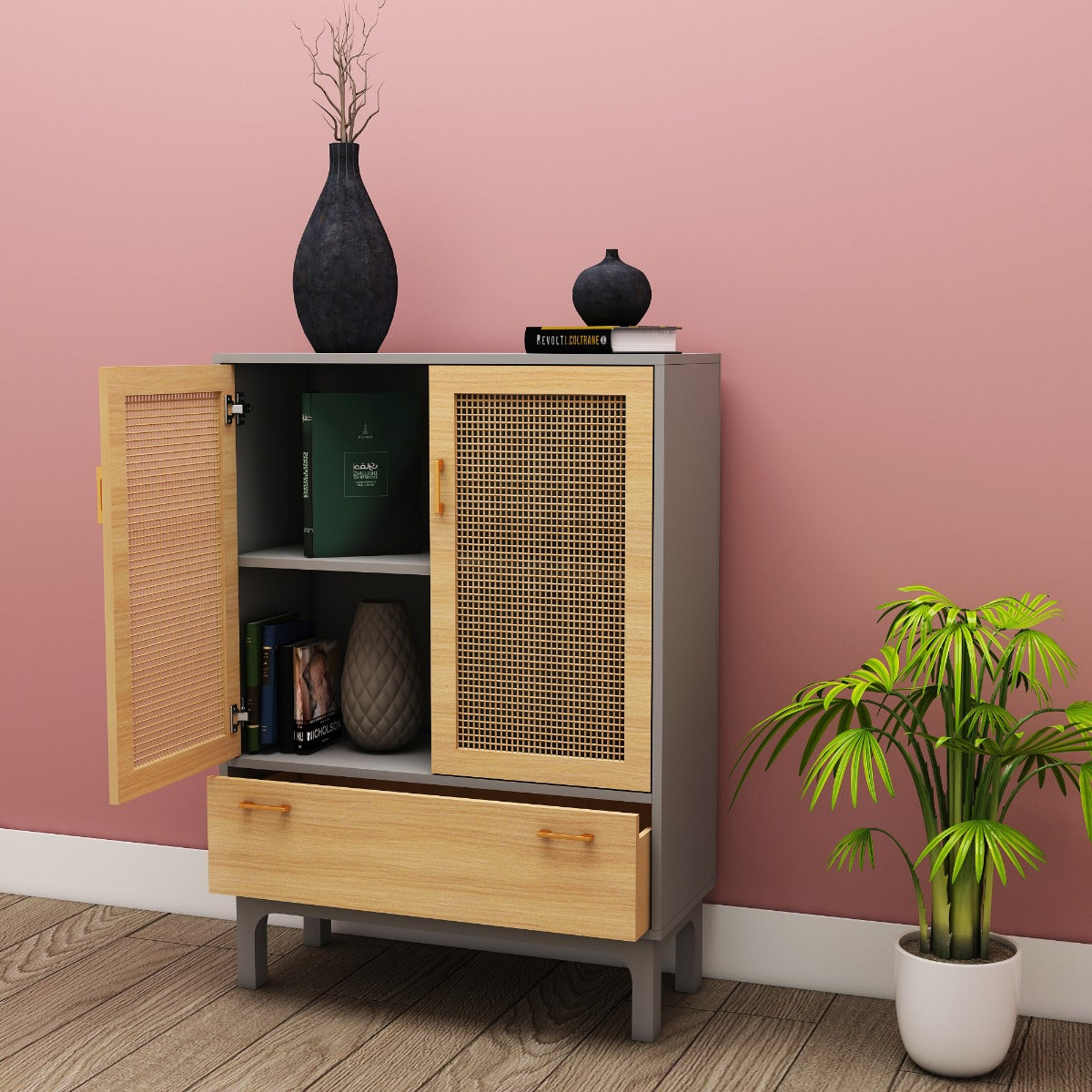 Storage Cabinate, Wood & Grey Color Storage Cabinate, Storage Cabinate ...