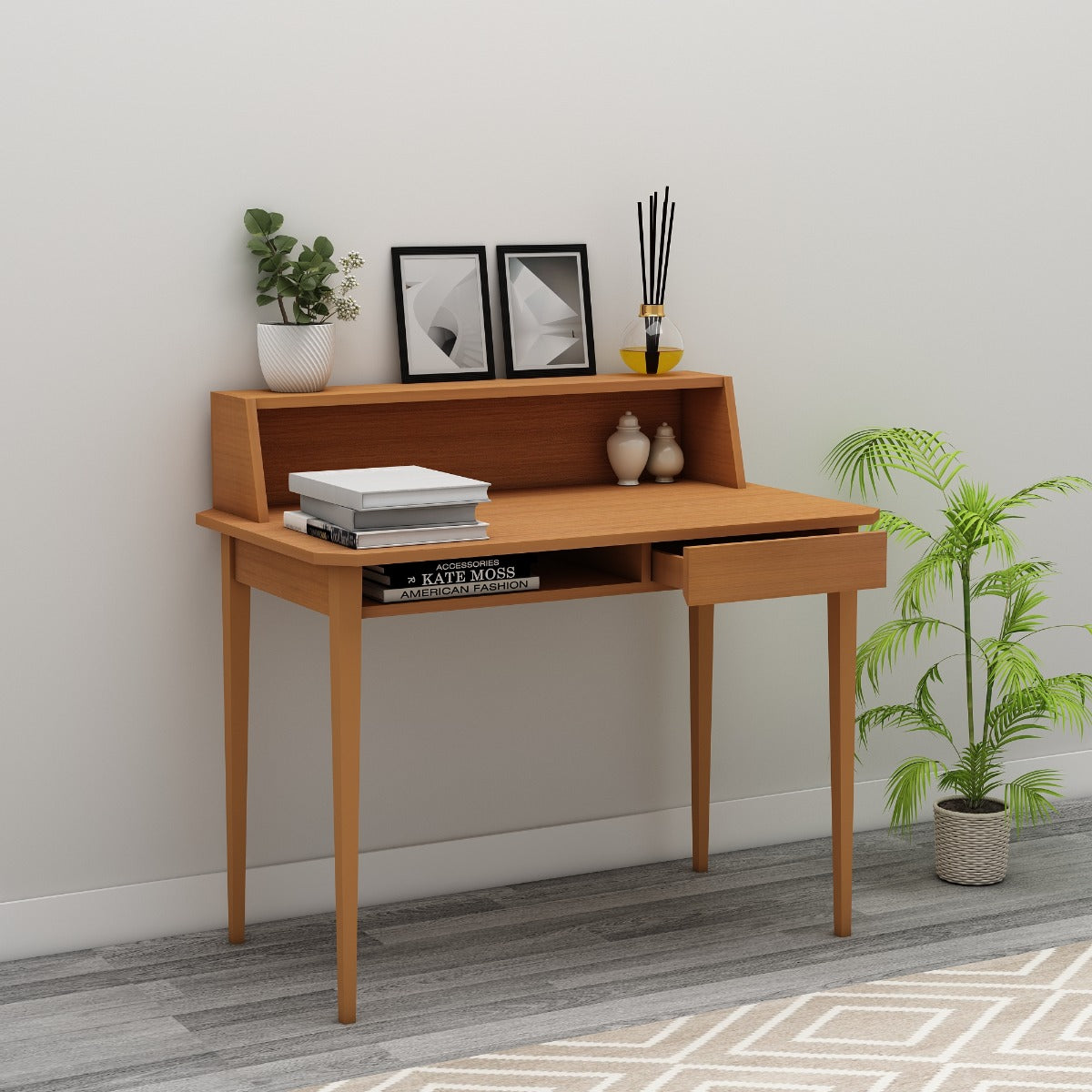 Bott Table Study Table, Wood Study Table, Study Table Drawer & Open Shelf at Bott ...