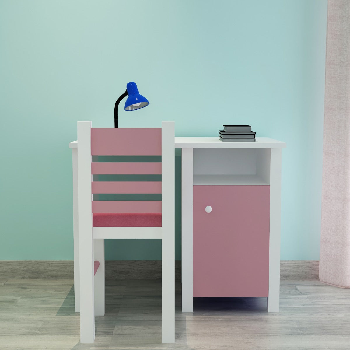 Kids Study Table & Chair, White & Pink Color Study Table, Study Table ...
