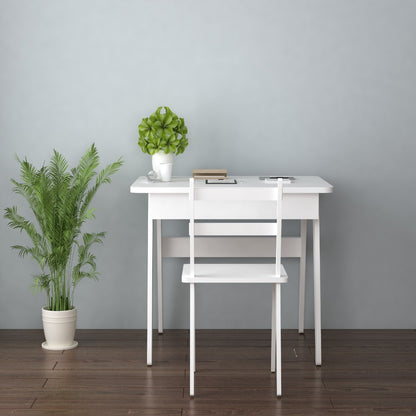 Wooden Study Table , Study table with tapered Legs, modern look sleek prelaminated Study  table in white with drawer at bottom ,Floor standing Study Table - IM757