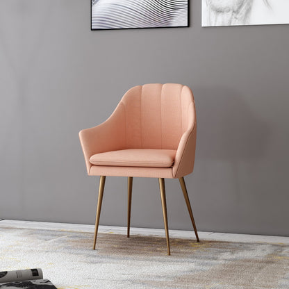 Chair, Pink Color Fabric Chair,Chair for Living & Office Area, Chair with Golden Leg, Chair- IM - 559