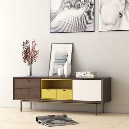 Entertainment unit,Entertainment unit for living/bedroom area modern look in white yellow & brown in pine wood,Entertainment unit - IM252