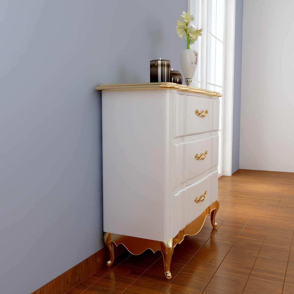 Chest of drawer, storage with drawer,  Console unit,multi storage unit, Storage for dressing, Wooden storage, white and gold table, Cabinate, Designer Case, Hallway table  -IM- 254