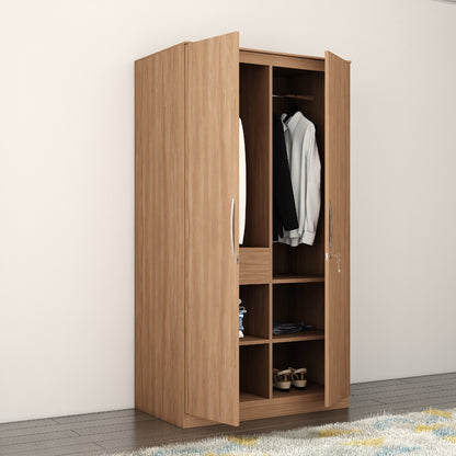 Wardrobe, Wardrobe Hanging Space, Wardrobe Open Self Space, Wardrobe  Wood Shutter, Wardrobe SS Handle, Wood Wardrobe, Wardrobe -IM- 7001