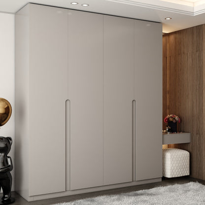 Wardrobe, Wardrobe Hanging Space, Grey Wardrobe Shutter, Wardrobe SS Handle,Wardrobe Brown Drawer, Mirror attach with Wardrobe, Grey & Brown Wardrobe, Wardrobe - EL- 7002