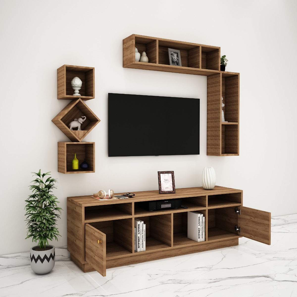 Entertainment Unit, Entertainment Unit for Living & Bedroom Area, Entertainment Unit with Open Shelf, Entertainment Unit with Shutter, Entertainment Unit - VT - 10009