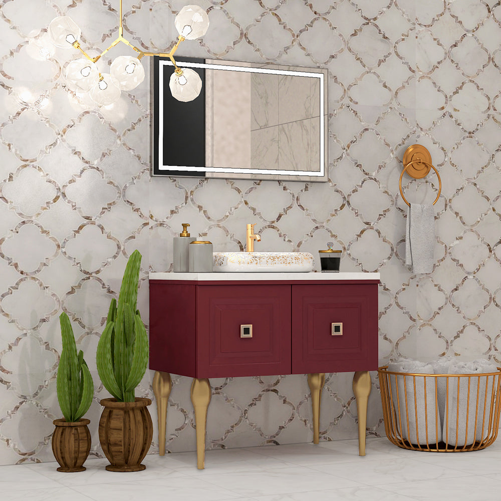 Vanity/Water Resistant Vanity in PU matte finish waterproof paint finish,Bathroom Vanity in water resistant finish,bathroom Floor mounted unit with PU matte finish waterproof paint finish-VI302