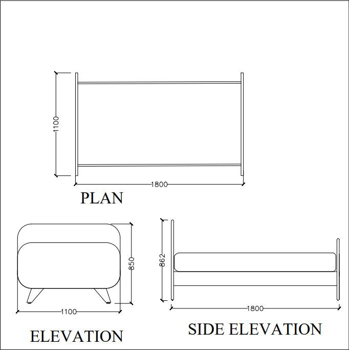 Kids bed, Children  bed, single bed , grey bed ,Panel bed, 4x6 ft  bed, grey color headboard with wooden legs , Bed-IM- 3003