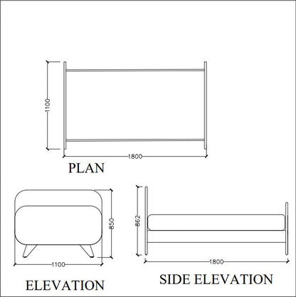 Kids bed, Children  bed, single bed , grey bed ,Panel bed, 4x6 ft  bed, grey color headboard with wooden legs , Bed-IM- 3003