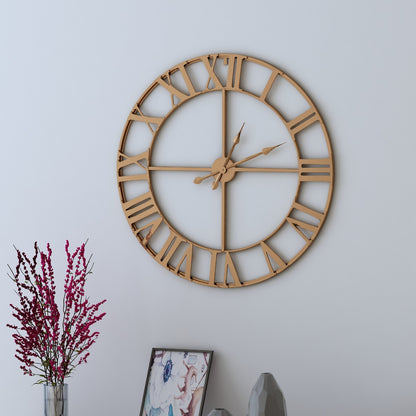 Clock in wood, clock for living/waiting/office  area , vintage clock in brown, roman numbers clock ,Clock - VI554