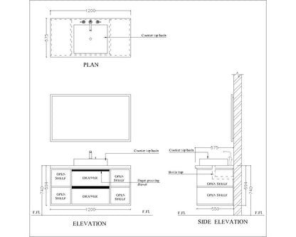 Vanity, Black & white Vanity, Wooden Vanity, Vanity with Drawer, Vanity for Bathroom,   Wall Mounted Vanity, Vanity - IM139