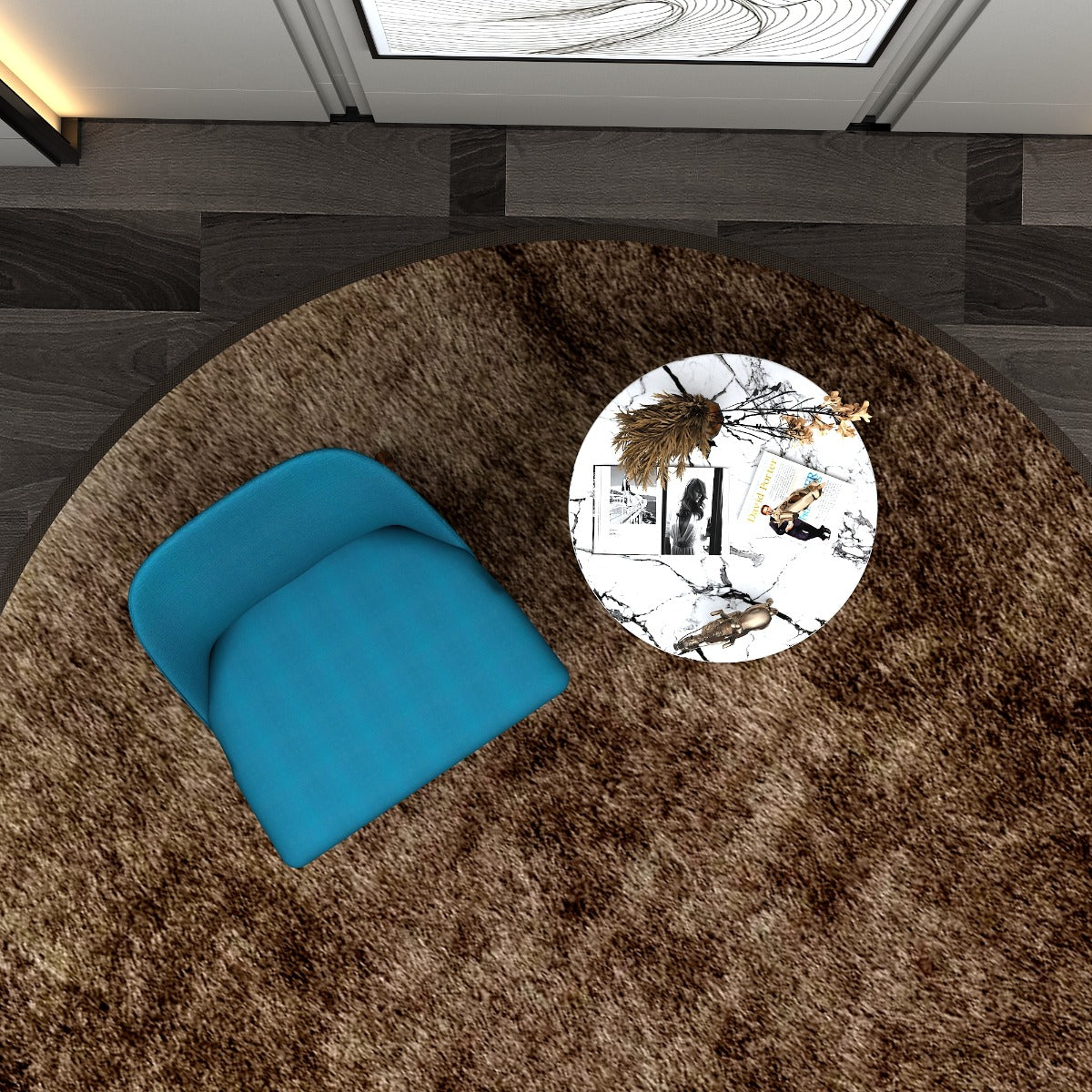 Chair, Blue & Brown Color Chair,Chair for Living & Dining Area, Chair- IM - 553