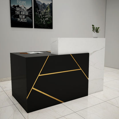 Contemporary Reception Desk with Built-in Drawer and Cabinet Storage VT - 12070