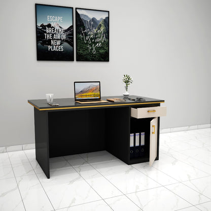 Office Table,  Black Office table, Table for Office, MD Table, Office Table With drawer, Office Table with Shutter , Office Table - EL - 12067