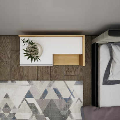 Bed Side Table, Wood & White Color Bed Side Table, Bed Side Table with open shelf, Bed Side Table with Drawer, Bed Side Table - EL - 12061