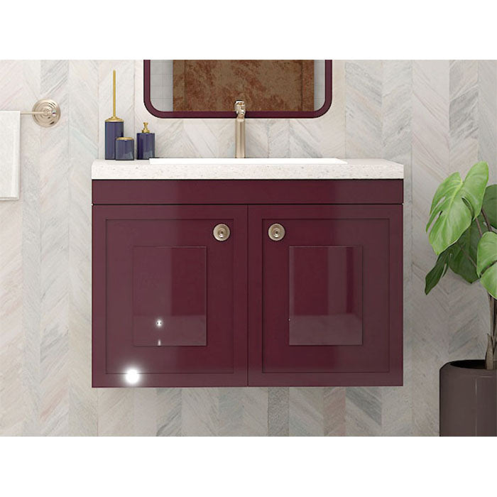 Vanity/Water Resistant Vanity in PU gloss waterproof paint finish,Bathroom Vanity in water resistant finish,bathroom wall hanging unit with PU gloss waterproof paint finish-IM131