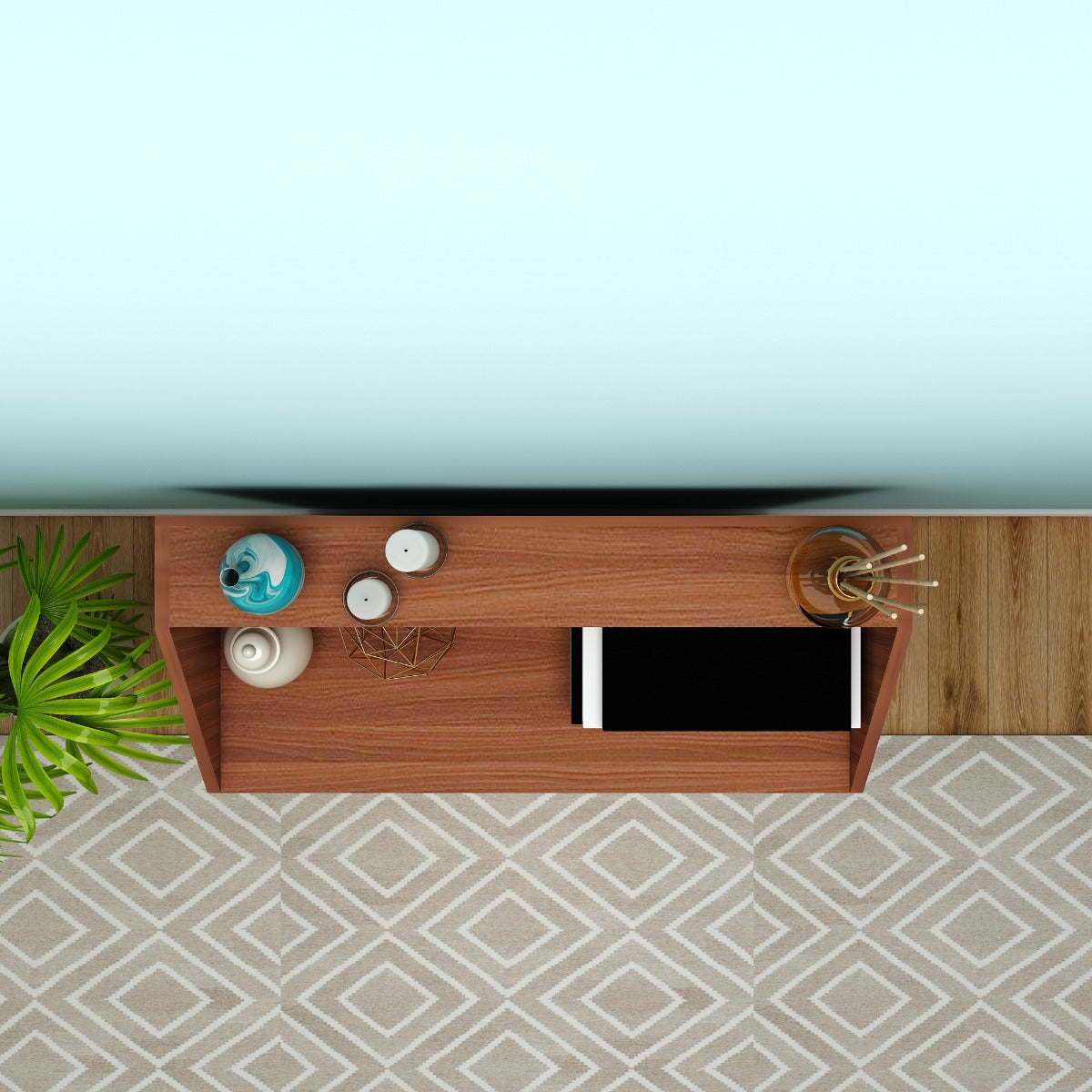Mahogany Wood Shoe Cabinet with White Doors and Display Shelf,  EL-10006
