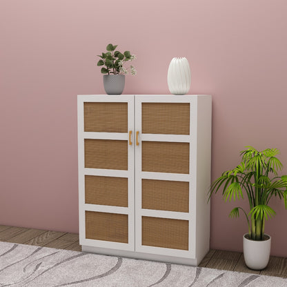 Storage Cabinate, White Color Storage Cabinate, Storage Cabinate with Wooden Shelf, Storage Cabinate with Shutter, Storage Cabinate Handle with Golden Finish, Storage Cabinate - IM- 11000