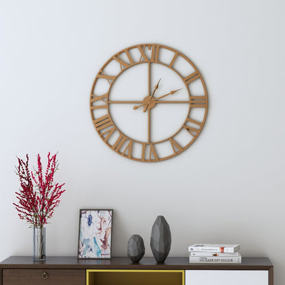 Clock in wood, clock for living/waiting/office  area , vintage clock in brown, roman numbers clock ,Clock - VI554